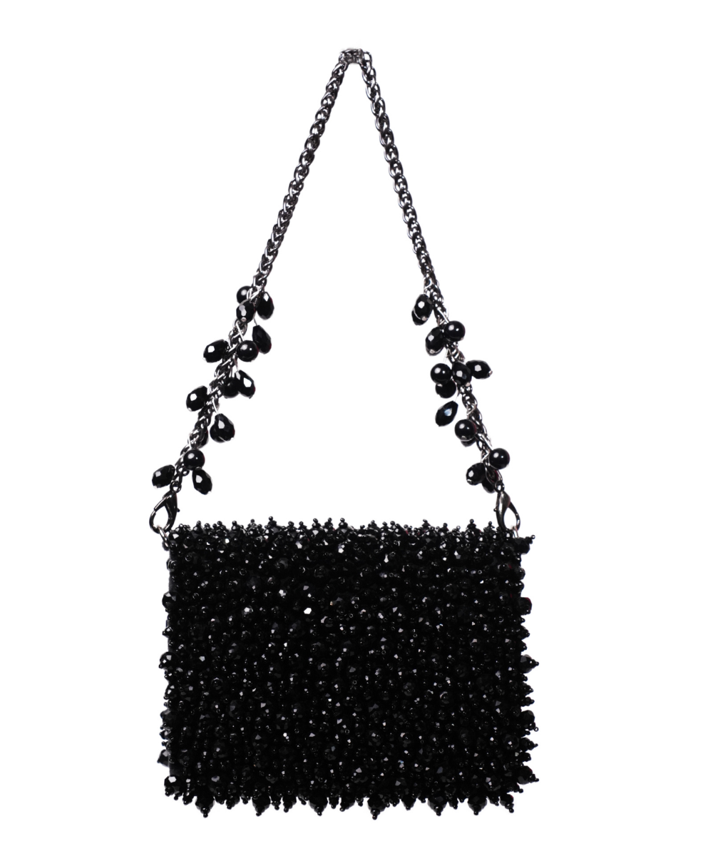 Kiyara Black Suede Crystal Embellished Mini Bag