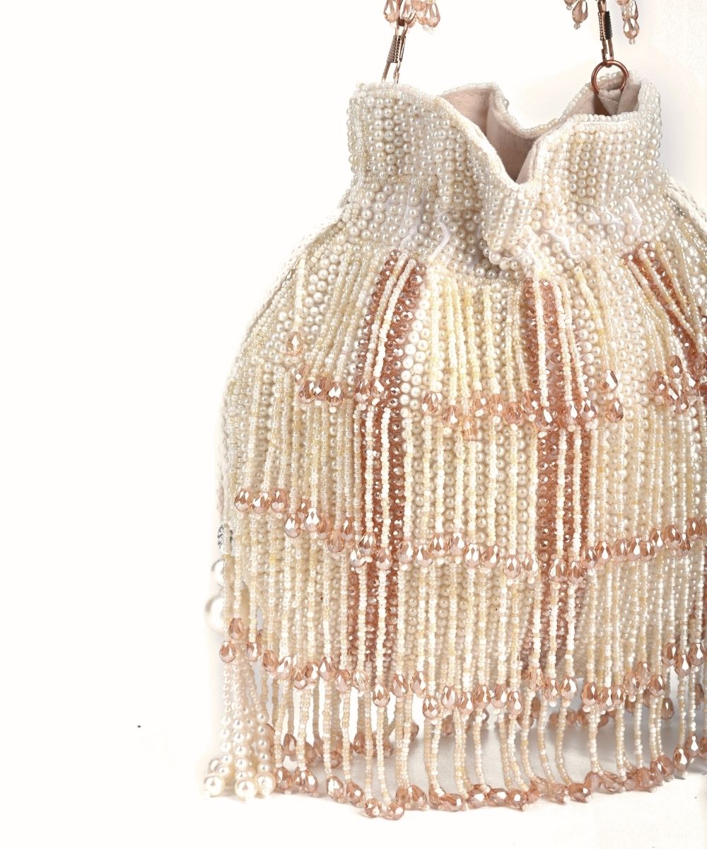 Rayna Ivory Suede Embellished Potli