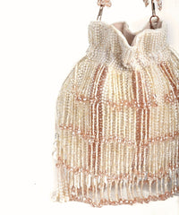Rayna Ivory Suede Embellished Potli