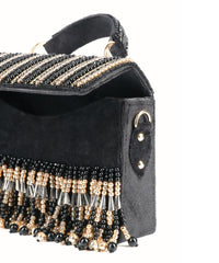 Symphony Black Suede Embellished Box Bag
