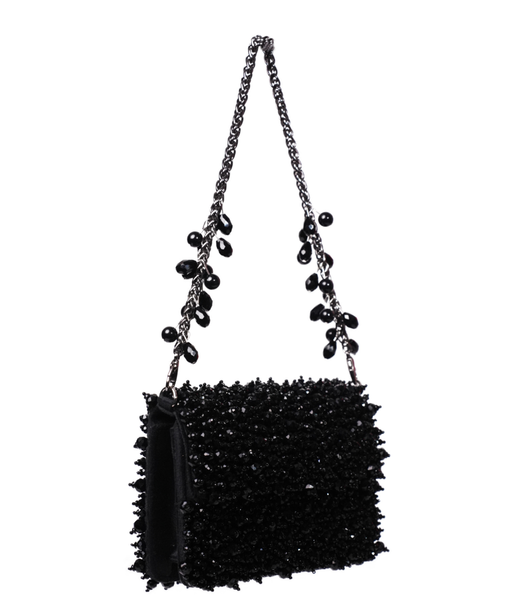 Kiyara Black Suede Crystal Embellished Mini Bag
