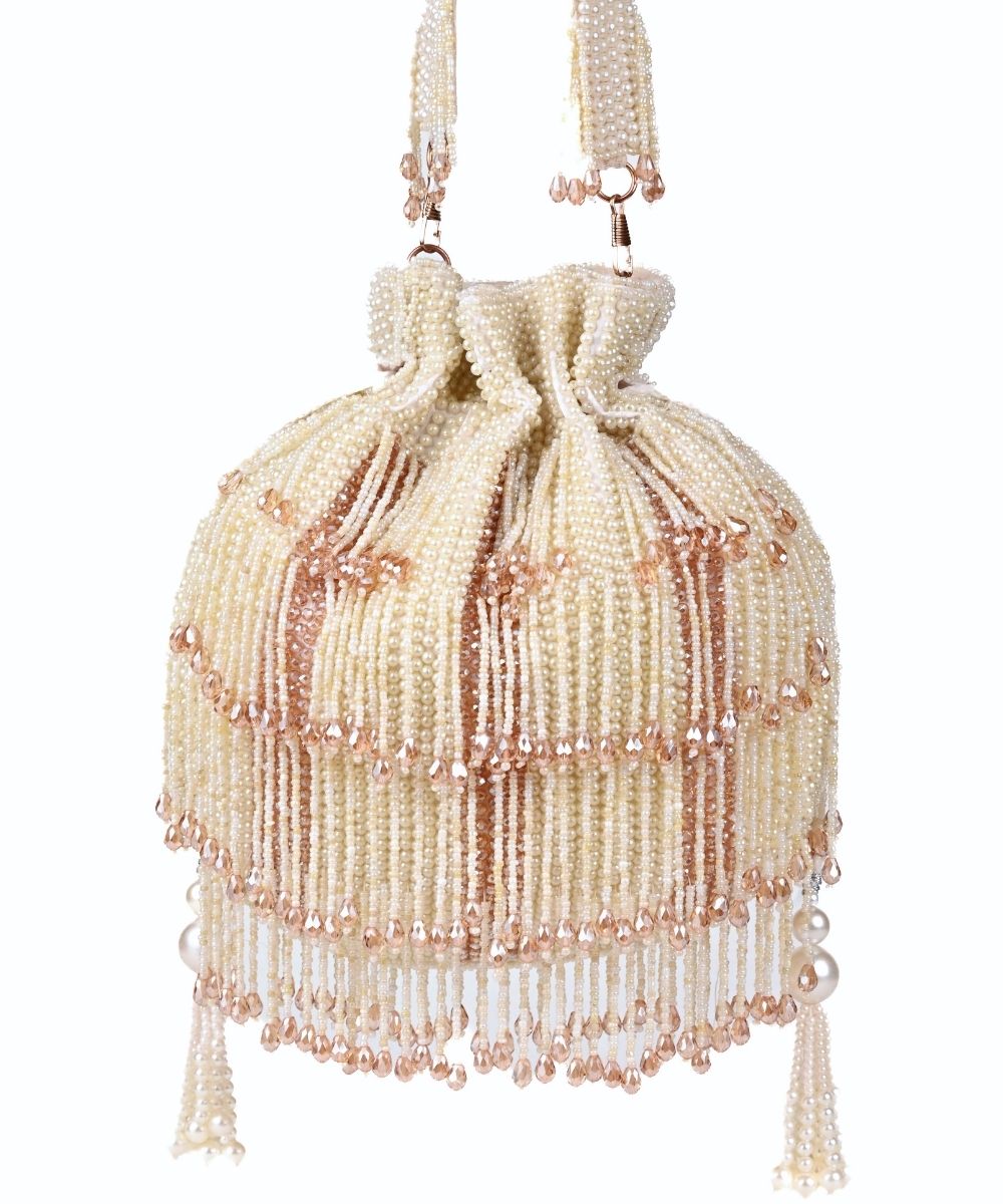 Rayna Ivory Suede Embellished Potli
