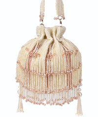 Rayna Ivory Suede Embellished Potli