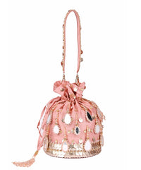 Sheesh Mahal Pink Embellished Potli