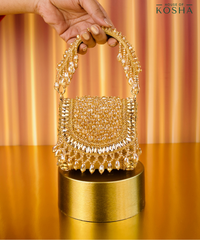 Josy Gold Suede Embellished Mini Bag