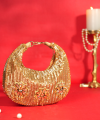 Elina Gold Suede Embellished Hobo Bag