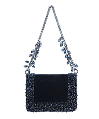 Elana Navy Blue Suede Crystal Embellished Mini Bag