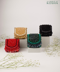 Josy Gold Suede Embellished Mini Bag