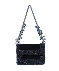 Elana Navy Blue Suede Crystal Embellished Mini Bag