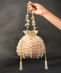 Gulzar Gold & Silver Georgette Embellished Potli
