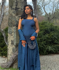 Ophelia Navy Blue Suede Embellished Hobo Bag