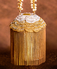 Ella Gold Georgette Handcrafted Bucket Bag