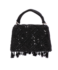 Elara Black Suede Embellished Box Bag