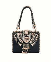Sara Black Suede Embellished Box Bag