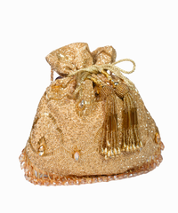 Sunheri Gold Georgette Embellished Potli
