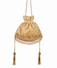 Sunheri Gold Georgette Embellished Potli