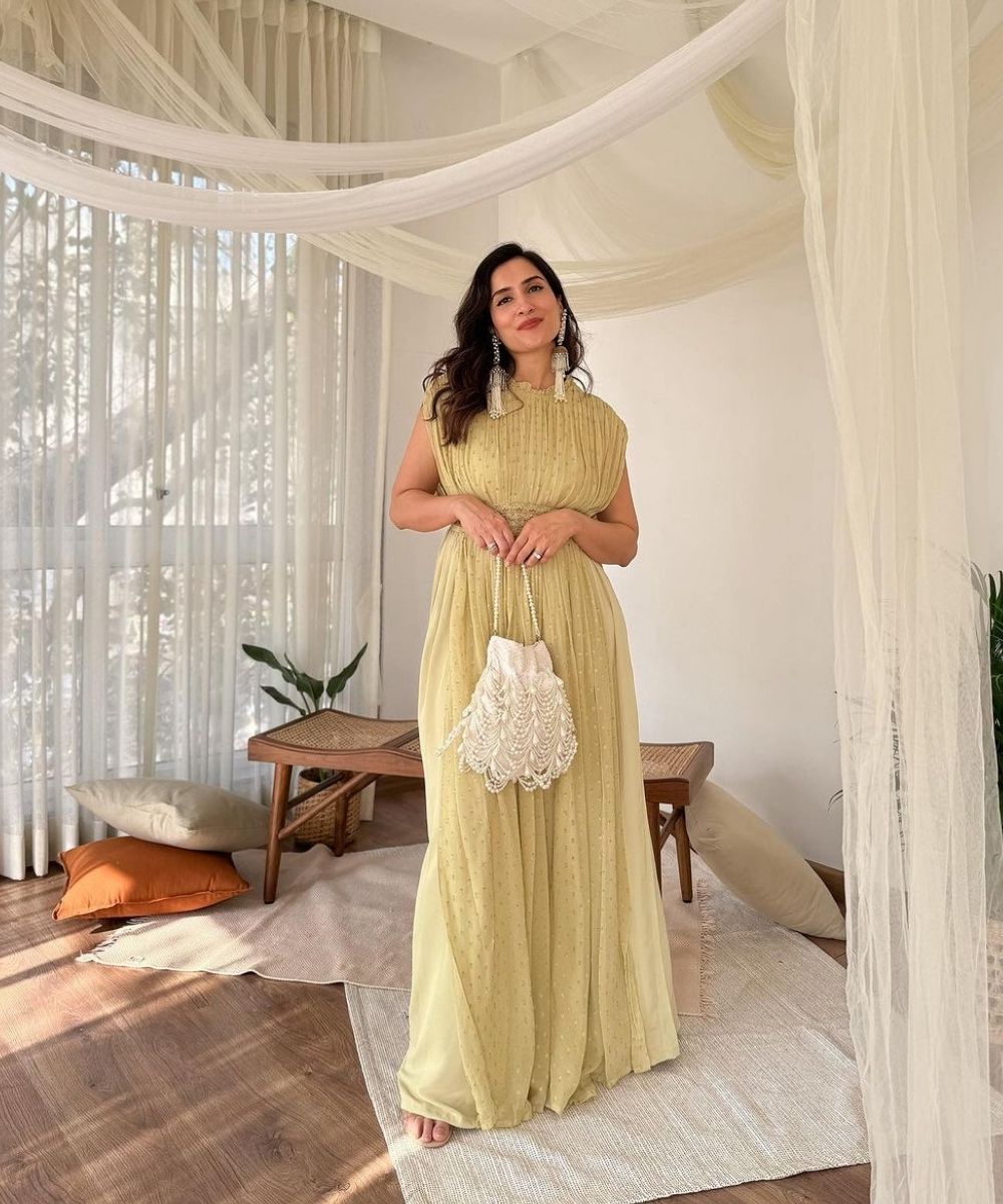 Farah Ivory Suede Pearl Potli