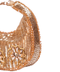 Elina Gold Suede Embellished Hobo Bag