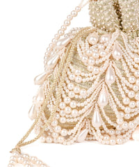 Farah Gold Suede Pearl Potli