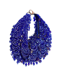 Liona Royal Blue Suede Embellished Hobo Bag