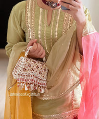 Elara Multicolor Suede Embellished Box Bag