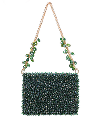Kiyara Green Suede Crystal Embellished Mini Bag