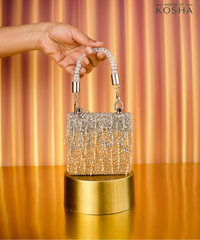 Elsie Gold & Silver Suede Mini Bag