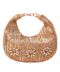 Elina Gold Suede Embellished Hobo Bag