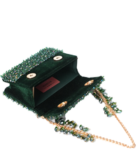 Kiyara Green Suede Crystal Embellished Mini Bag