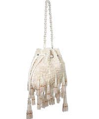 Emma Ivory Suede Pearl Embellished Potli