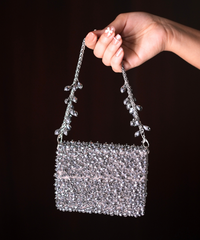 Kiyara Grey Suede Crystal Embellished Mini Bag