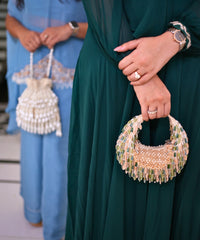 Alara Green Pastel Suede Embellished Hobo Bag