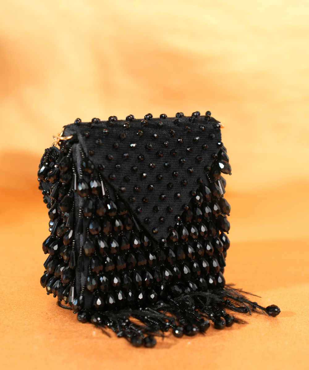Luna Black Suede Embellished Mini Bag
