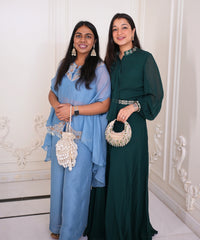 Farah Ivory Suede Pearl Potli