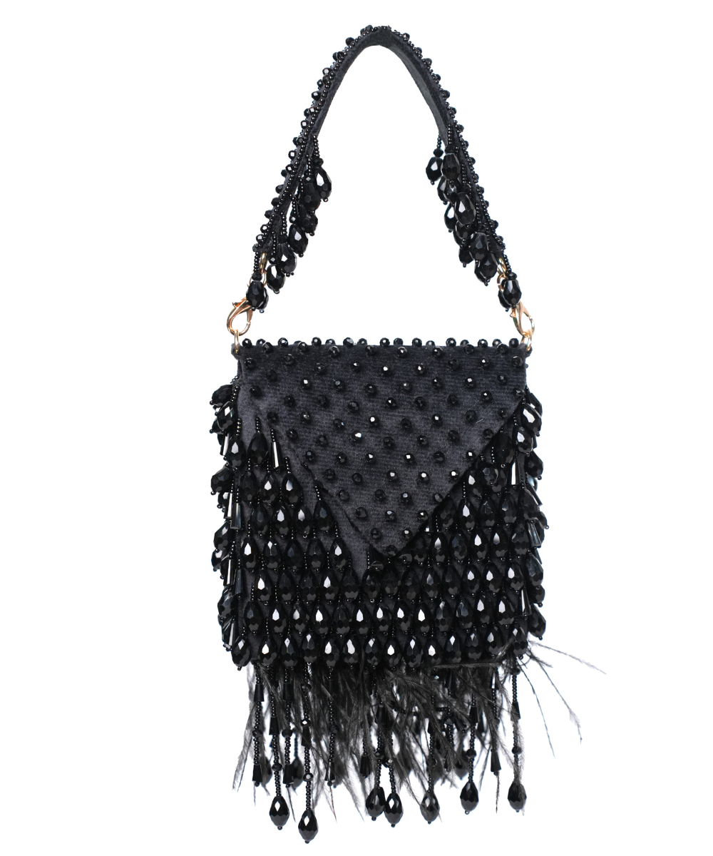 Luna Black Suede Embellished Mini Bag
