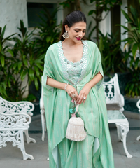 Sophia Ivory Suede Handcrafted Bucket Bag