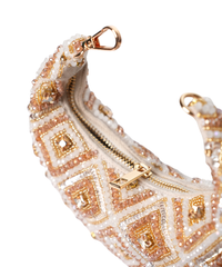 Serin Gold Pastel Suede Embellished Hobo Bag