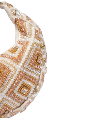 Serin Gold Pastel Suede Embellished Hobo Bag