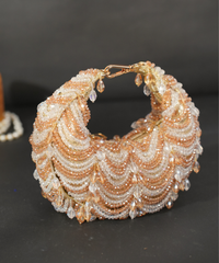 Liona Gold & Silver Georgette Embellished Hobo Bag