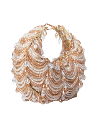 Liona Gold & Silver Georgette Embellished Hobo Bag