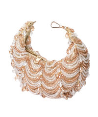 Liona Gold & Silver Georgette Embellished Hobo Bag