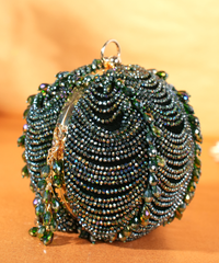Velora Green Suede Embellished Round Bag