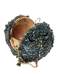 Velora Green Suede Embellished Round Bag