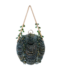 Velora Green Suede Embellished Round Bag