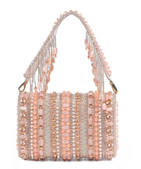 Noor Pastel-Colour Suede Embellished Clutch