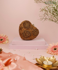 Cora Copper Suede Embellished Heart Bag