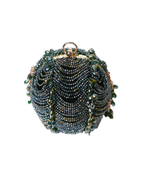 Velora Green Suede Embellished Round Bag