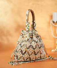 Falak Gold Suede Embellished Potli