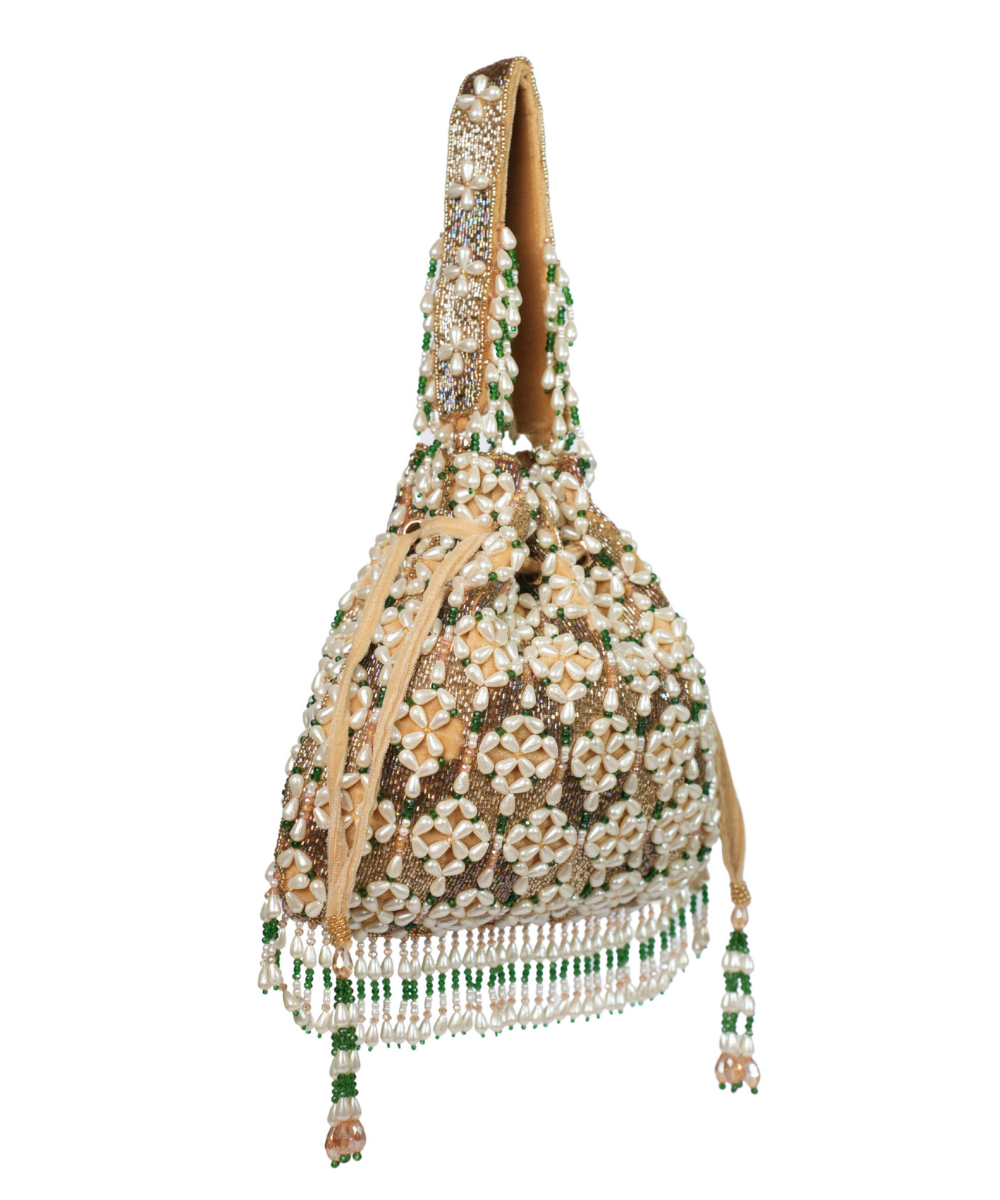 Falak Gold Suede Embellished Potli