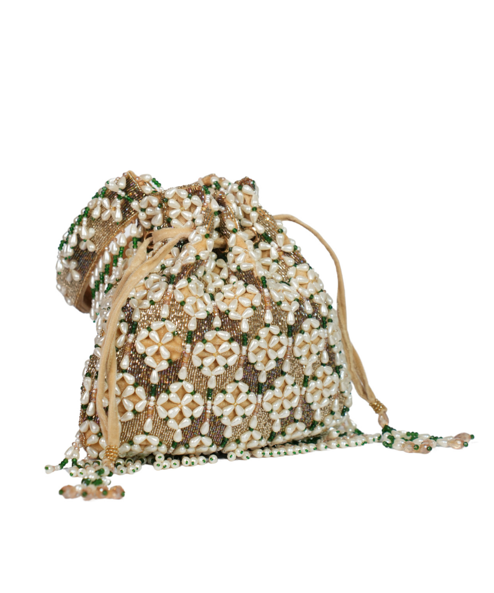 Falak Gold Suede Embellished Potli